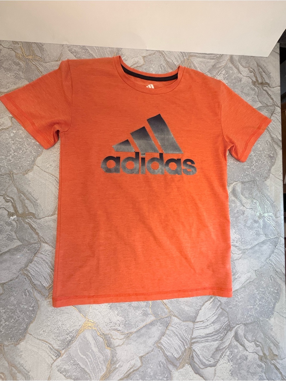 adidas Orange Tee with Black Logo - Kids Short Sleeve